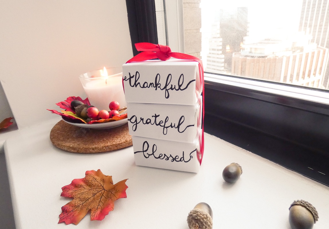 Thankful Grateful Blessed paper origami block set — DIY fall decor